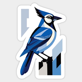 Geometric Blue Jay Bird Design Sticker